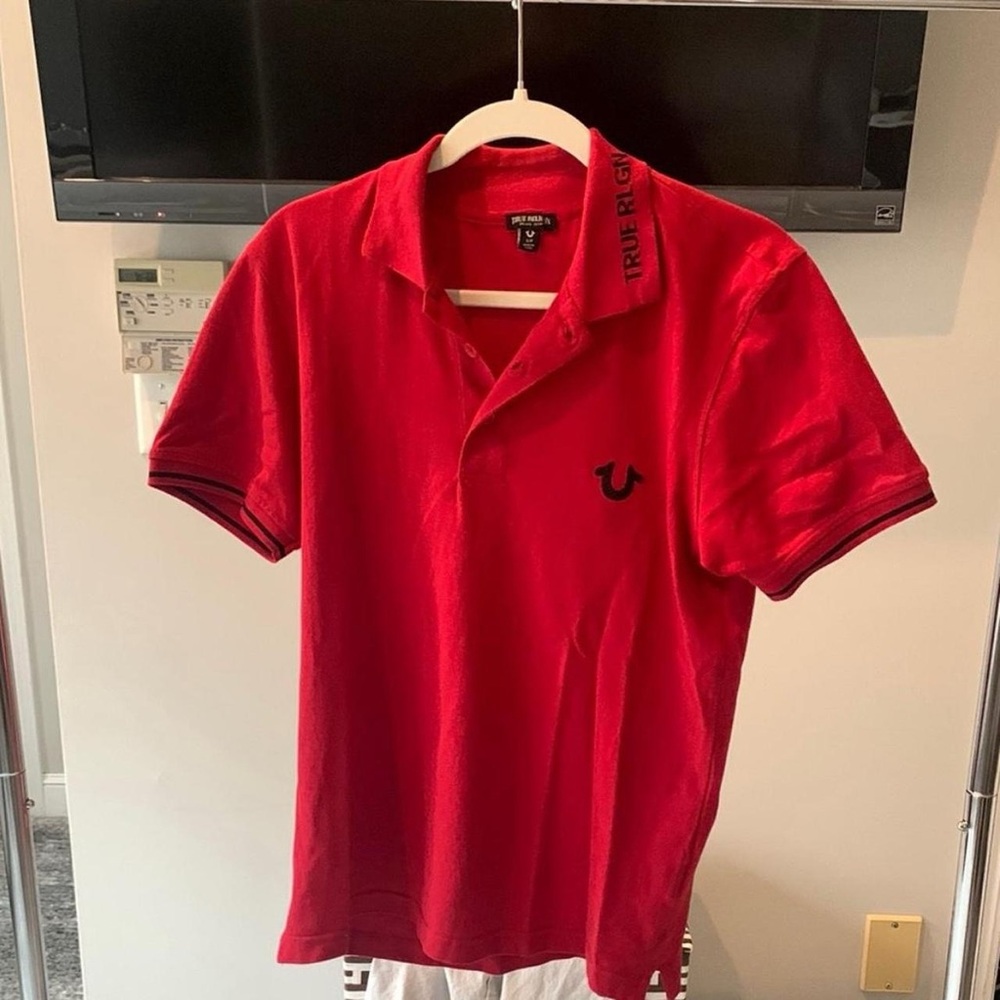 True Religion Red Polo Shirt Classic Design